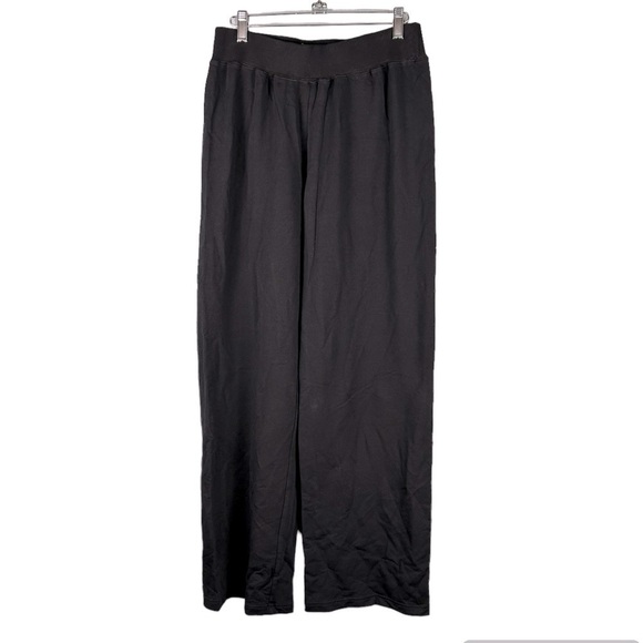 Chico's Zenergy Black Wide Leg Embroidered Jersey Cotton Pants Women's Size 1 - Picture 1 of 9